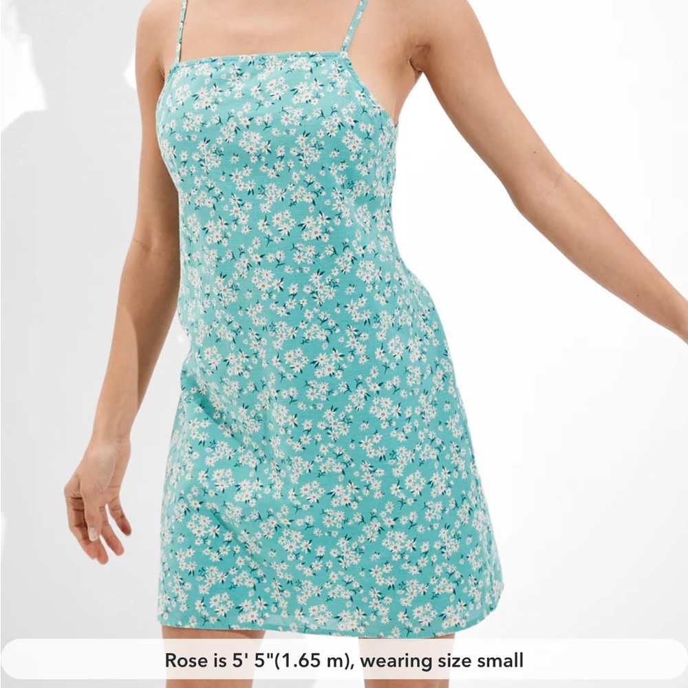 AE Floral Tie Back Mini Dress in Mint
